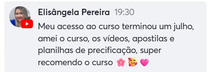 Depoimento de aluna 4 sobre os cursos da Laís Sena